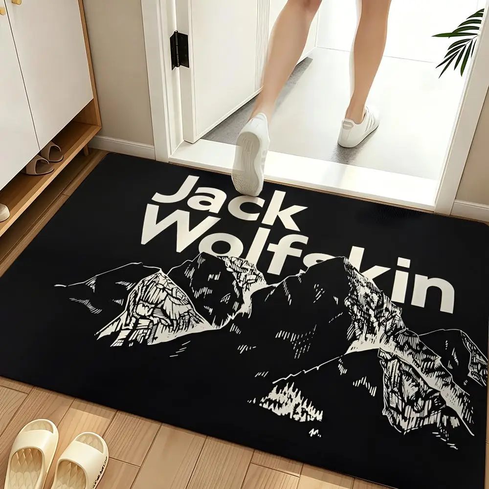Outdoor J-Jack W-Wolfskin Floor Mat Soft Flannel Entrance Door Mat Non Slip Absorbent Bathroom Bedroom Floor Rug