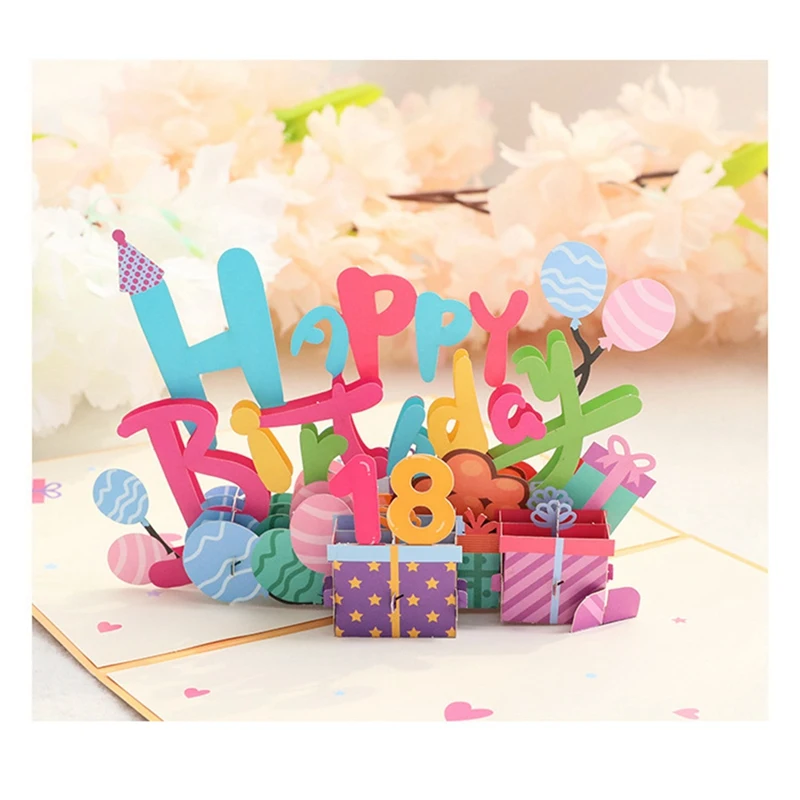 3D Threedimensional Birthday Greeting Card Colorful Handmade Paper Carving Blessing Gift Message Insertable Digital Card Durable