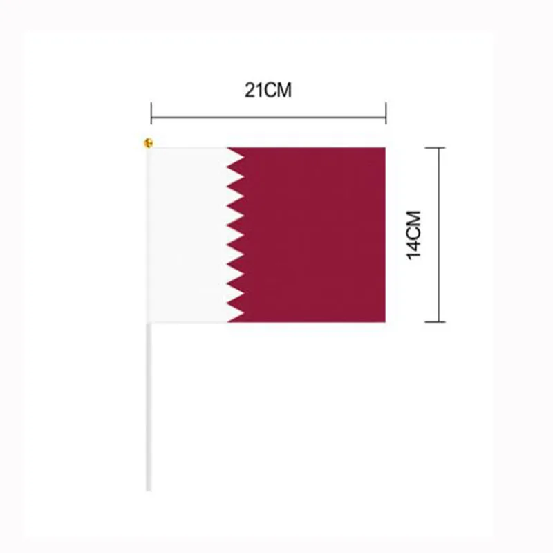 14*21 CM Qatar Flying Flag With Plastic Pole Country Banner 100PCS/LOT