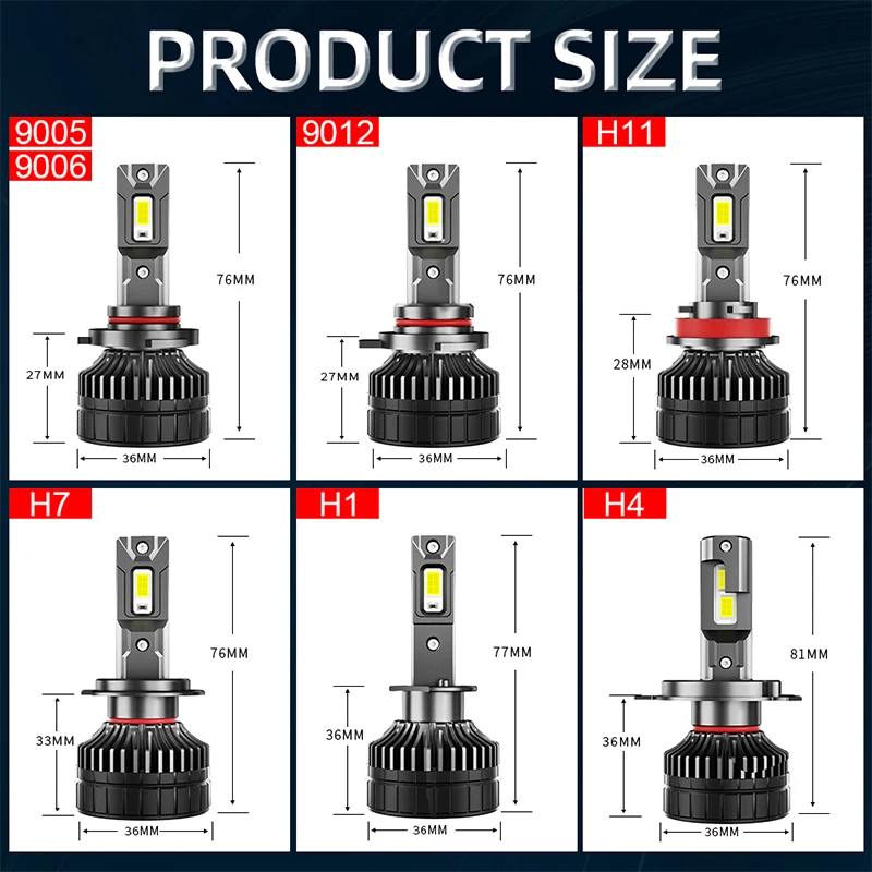 H7 Led Headlight Canbus Error Free H4 H11 H1 H3 LED Bulb H8 H9 9005 HB3 9006 HB4 9012 HIR2 Led Fog Light 200W Super 9054 CSP PTF