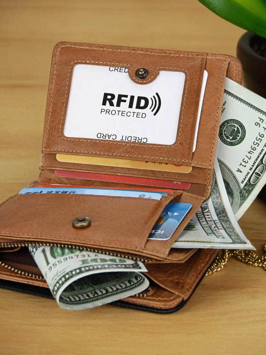 

Кожаный кошелек, мужской повседневный кожаный кошелек Mad, противоугонный двустворчатый кошелек, верхний слой из воловьей кожи, новый сорт, вертикальный апей