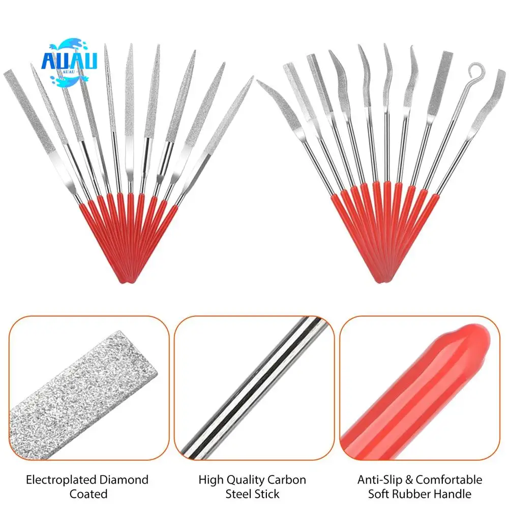 

AUAU-Pack Of 20, Diamond Needle Files Set Mini Diamond File Tooth Kit Jewellery Hand Files Tooth File Tool Set Accessory Part