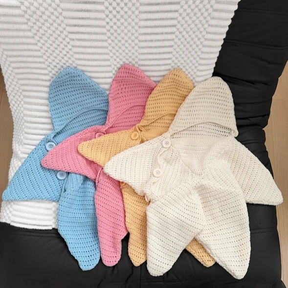 Onesie 2026 Autumn and Winter New Childrens Clothing Korean Style Boys and Girls Fashion Cute Starfish Knit Onesie Climbing Suit
