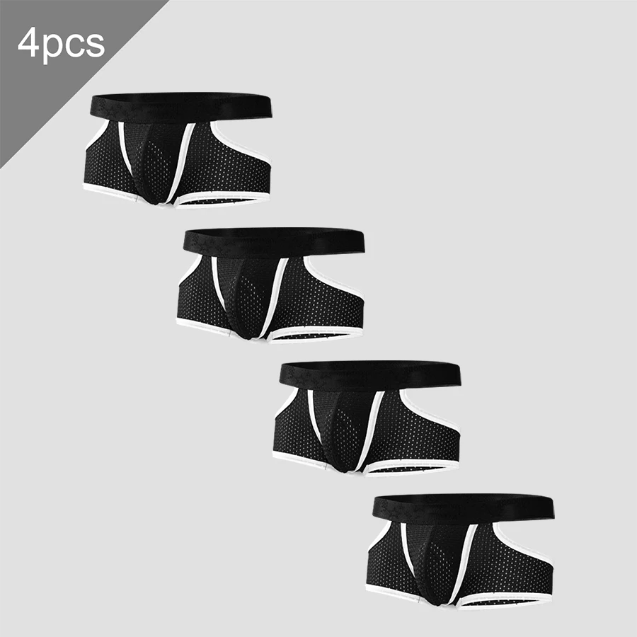 

5PCS Ice silk underpants for men, breathable mesh, summer, thin and comfortable triangular short underpants