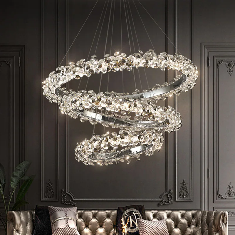 

Luxury Sunflower Ring Crystal Pendant Lamps Nordic Modern Living Room Bedroom Ceiling Chandelier Home Decoration Luster Light