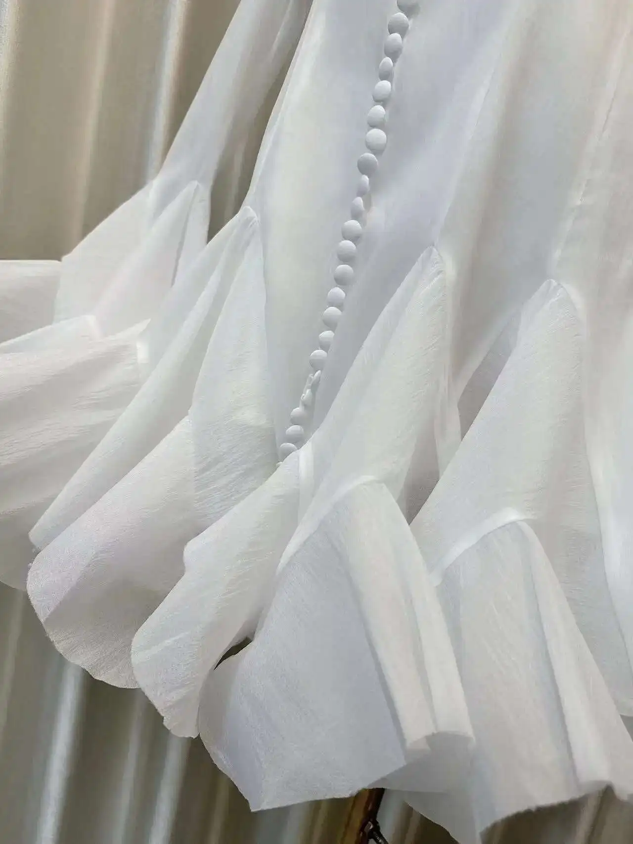 Outono inverno fada branco baile de formatura vestido de noite feminino manga longa único breasted camadas babados bolo vestidos de casamento senhora