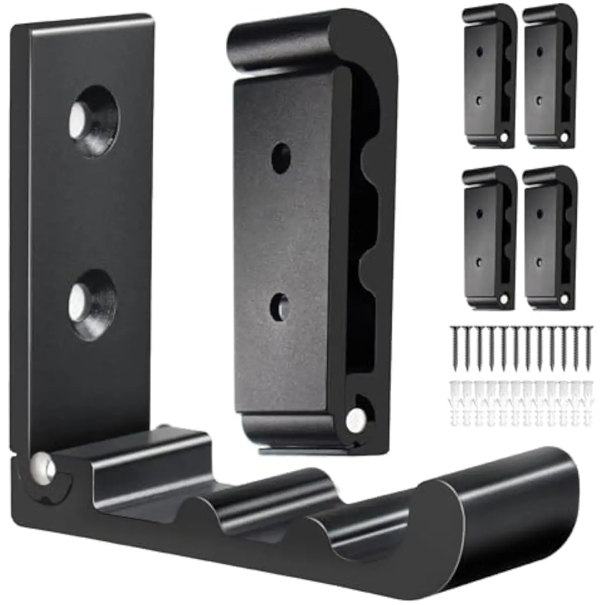 6 PCS Heavy Duty Folding Wall Hooks, Sturdy Black Wall Mounted Hooks for Coats, Towels, Backpacks, Bags, Space Saving Wave Desig