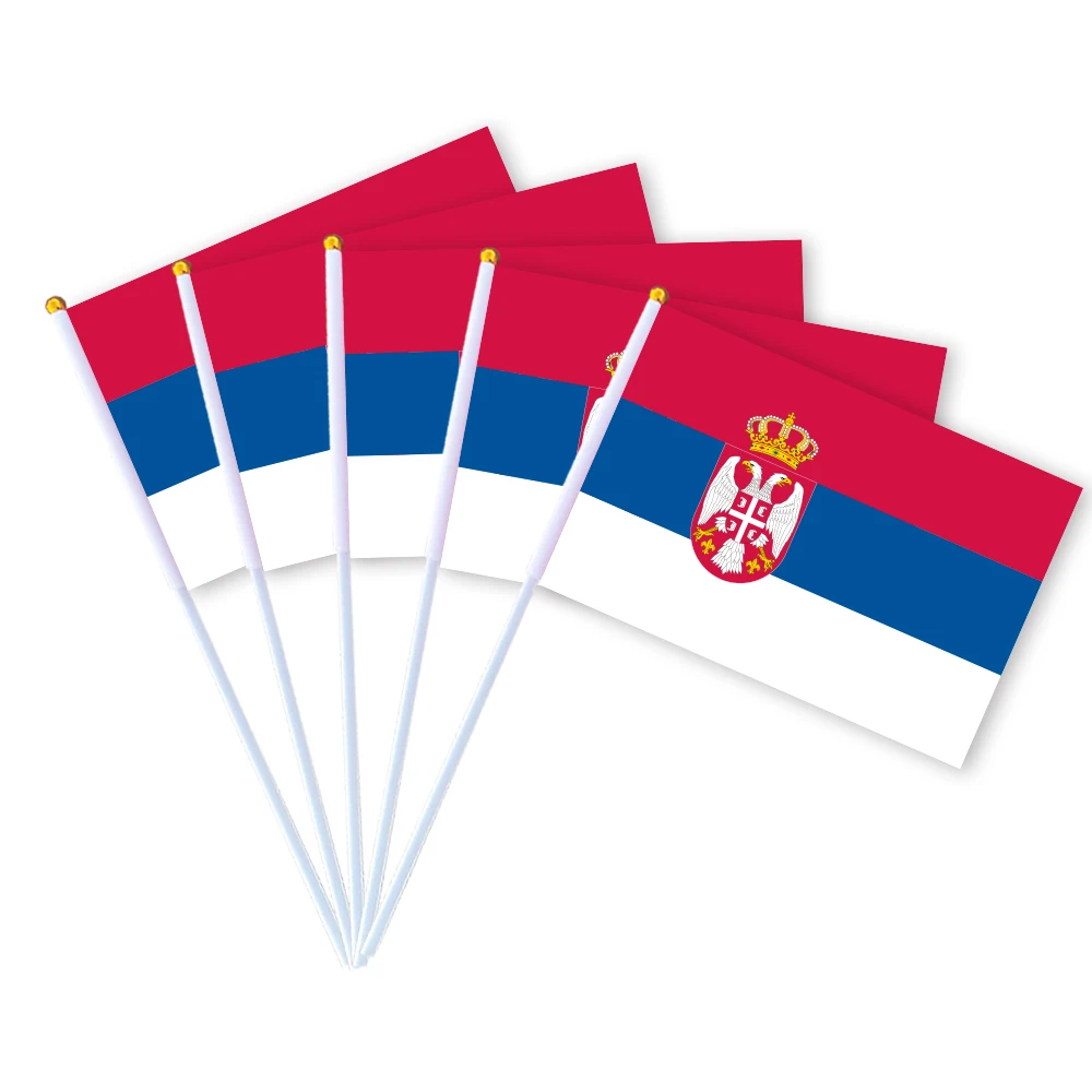 CYPOMELO Flag;  Serbian national flag 14 * 21 cm; Serbia small flag, handheld waving flag, indoor and outdoor home decoration