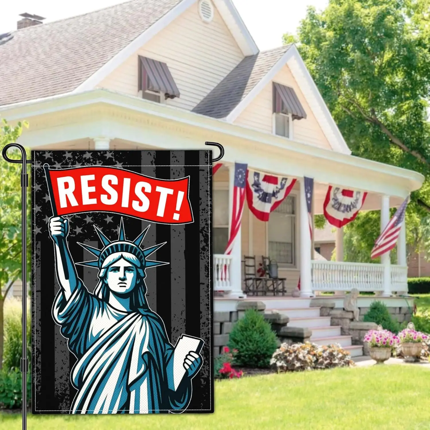 تمثال الحرية النسياني مقاومة حديقة العلم الكراهية المساواة أعلام الحديقة للخارج 12x18 مزدوجة الجانب السياسية لا الملوك ساحة FFI