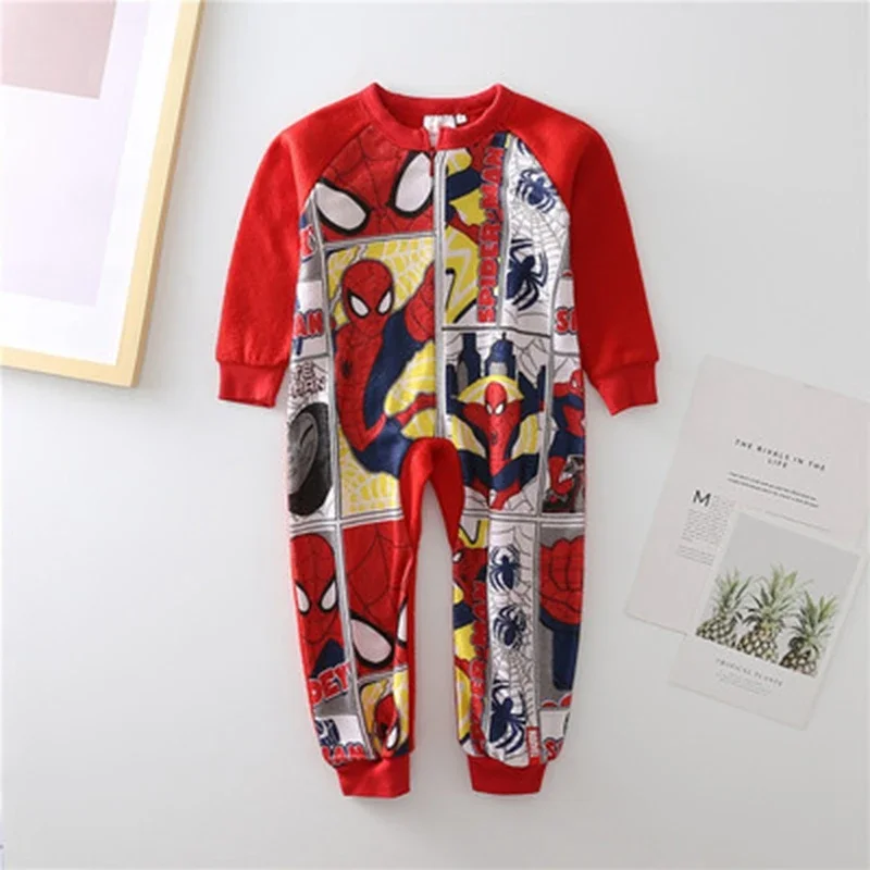 Spring Autumn Baby Rompers Cartoon Spiderman Princess McQueen Cars Iron Man Kid Boy Girl Long Sleeve Bodysuit Pajamas Clothing