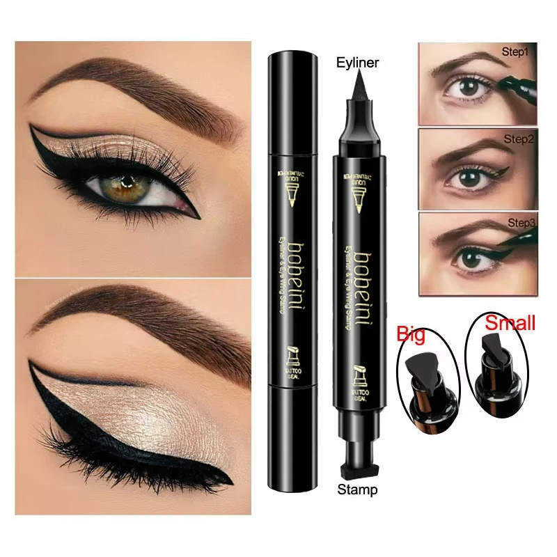 Penna per eyeliner liquido con sigillo grande Matita per eyeliner nera impermeabile ad asciugatura rapida con eyeliner Eyeliner cosmetico a doppia estremità