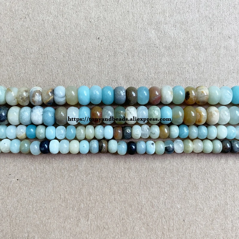 Natural Stone Smooth Rondelle Mixed Amazonite 7\