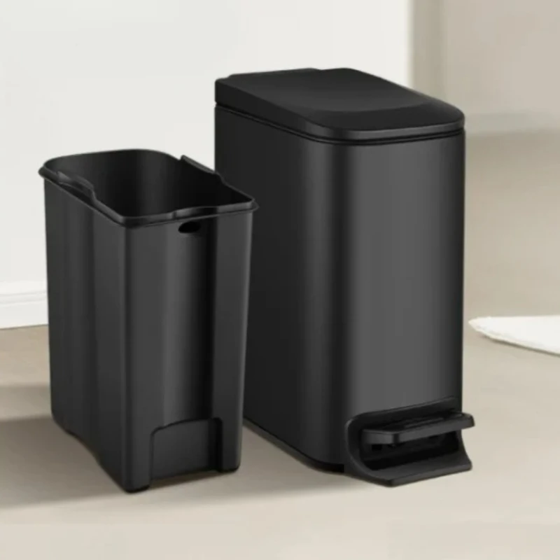 Silent Slow Descent Crevice Foot Pedal Trash Can Household Bedroom Office Bathroom Storage Bin Practical Household Garbage Bins