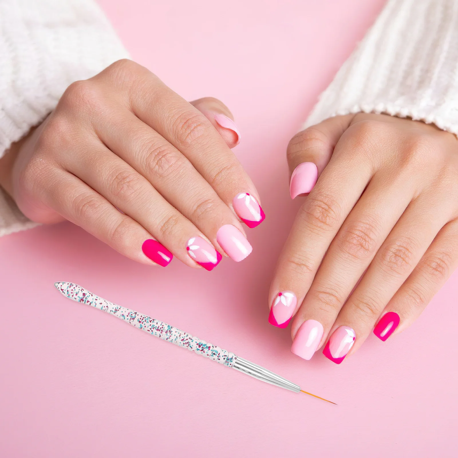 10 pezzi Set di strumenti artistici Penna punteggiata a doppia estremità per design manicure Penna floreale Strumenti durevoli per nail art per salone Disegno portatile per unghie