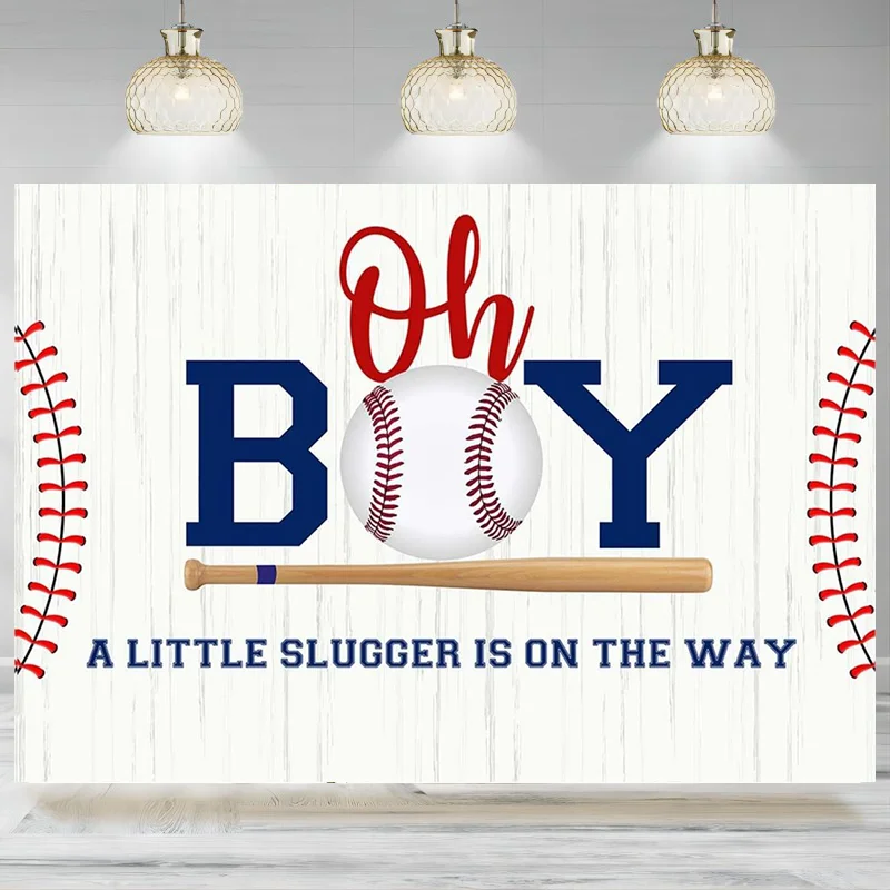 Baseball Baby Shower Backdrop Deoration White Wood Texture Photography Background Sports Baby Shower Banner