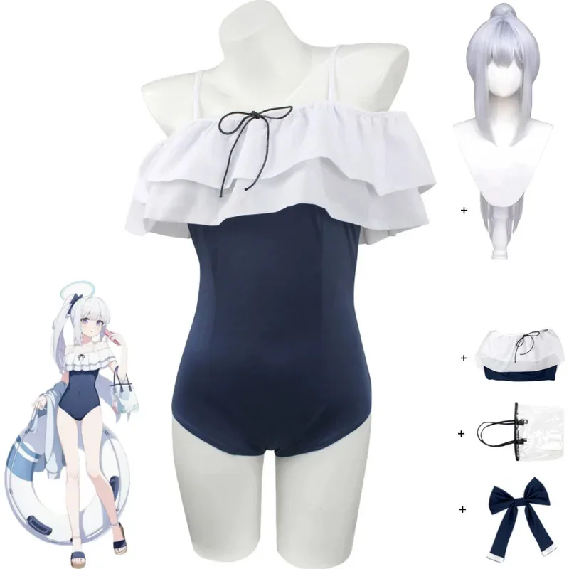 لعبة الرسوم المتحركة الأزرق الأرشيف Tsukiyuki Miyako تأثيري حلي الصيف بيكيني بذلة شعر مستعار امرأة مثير ملابس السباحة الشاطئ حفلة البدلة