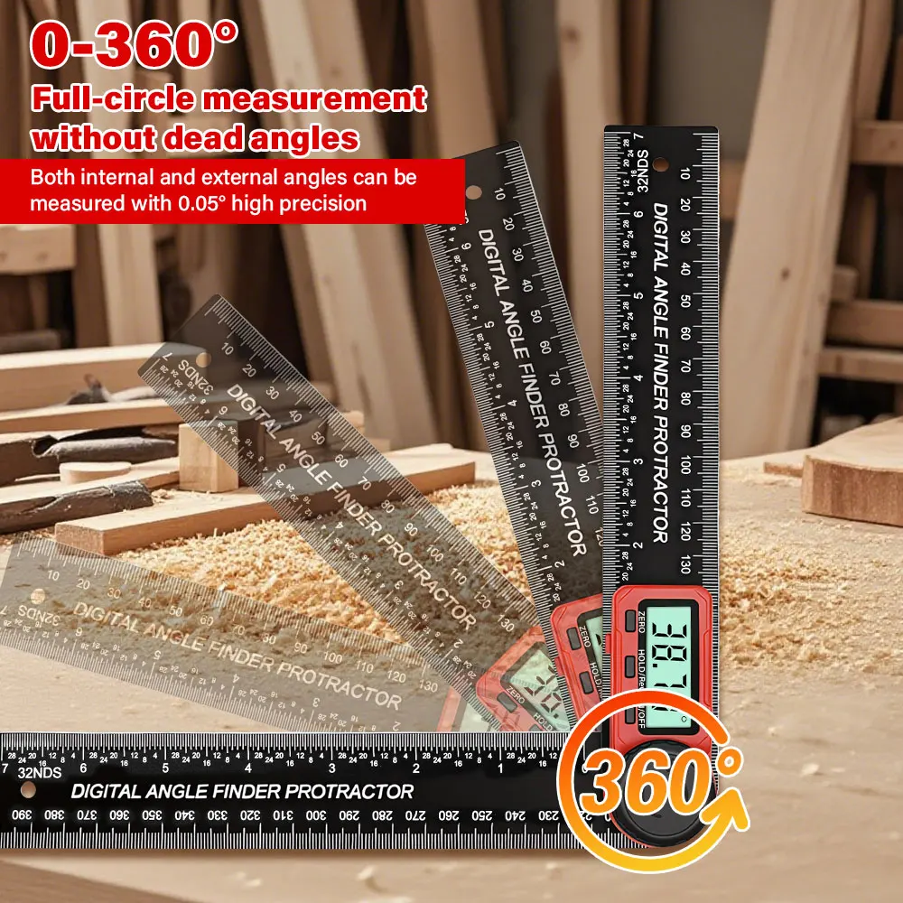 2-in-1 Digital Angle Meter Inclinometer Digital Angle Ruler Electronic Goniometer Protractor Angle Finder Measuring Tool