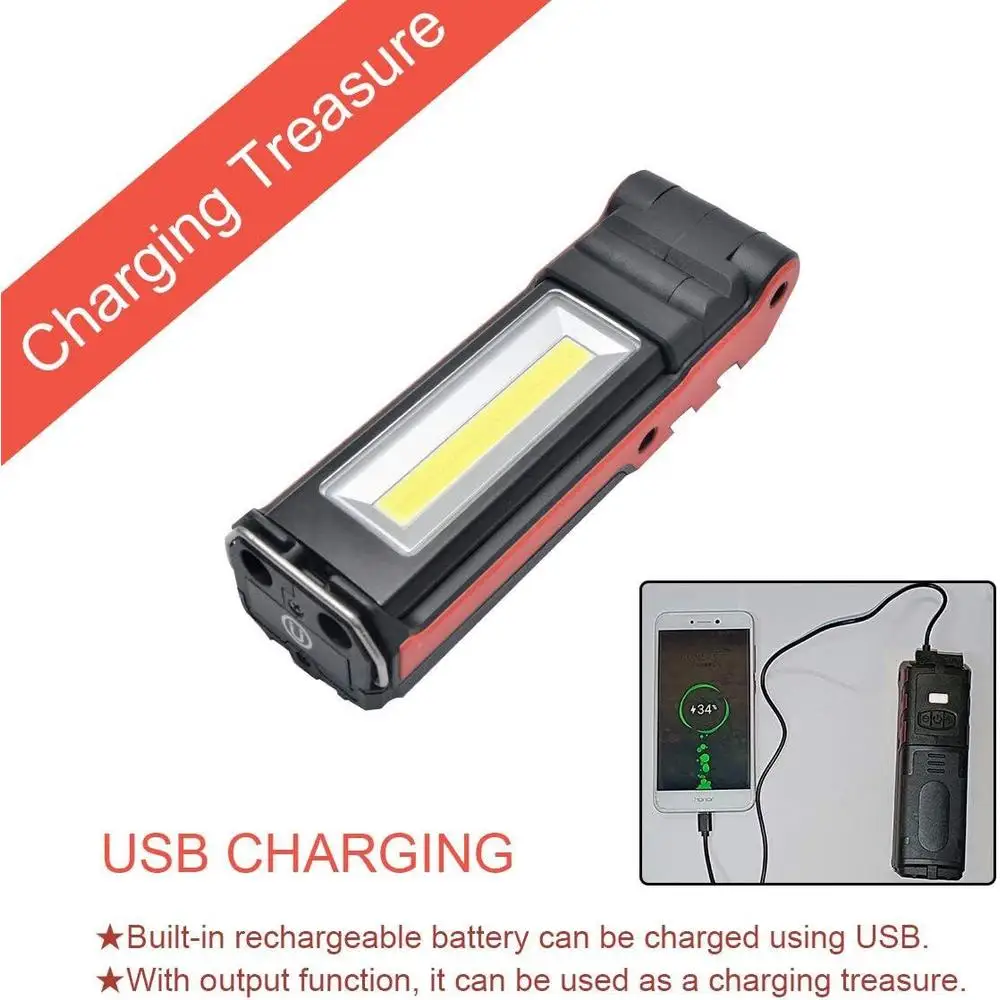30W LED Work Light Foldable USB Rechargeable Flashlight Outdoor Hiking Fishing Hunting Camping Lighting