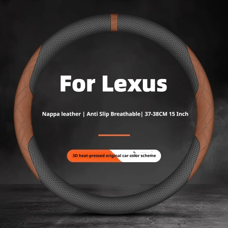 For Lexus Perforated Steering Wheel Cover Nappa Leather Fit NS ES RX ES300h ES350h RX RX350 RX500h NX350h NX450 Car Accessories