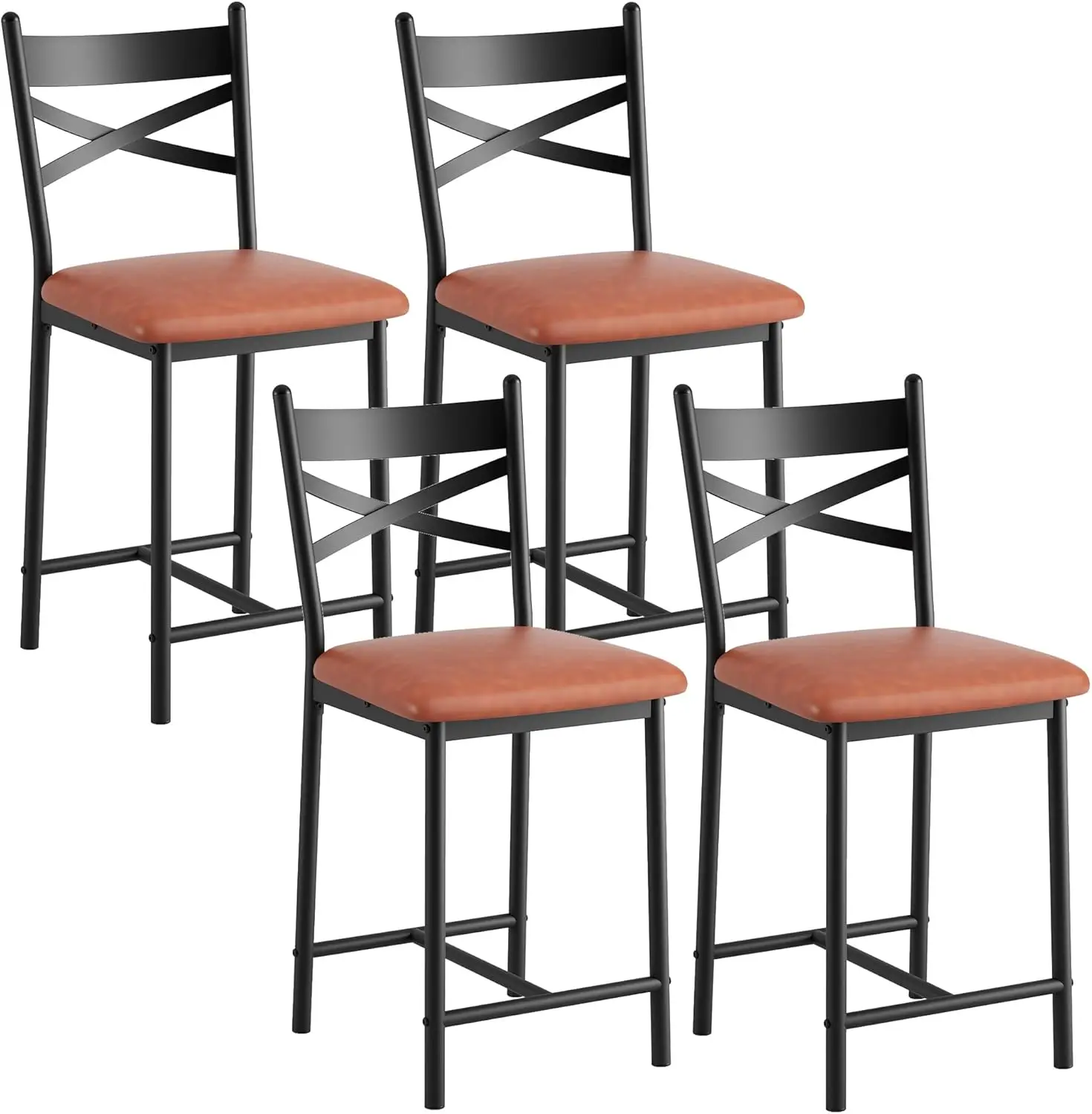

26" Counter Height Bar Stools Set of 4, Upholstered Bar Chairs with Back, Thick Cushion, Modern Counter Height Barstools for