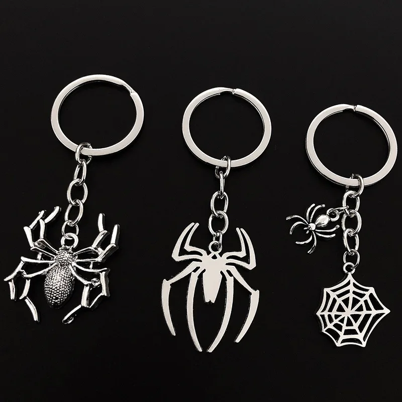 Chaveiro de Metal com Aranha para Homens e Mulheres, Chaveiro Animal, Presentes de Halloween, Acessórios para Bolsas, DIY, Jóias Artesanais, 30PCs