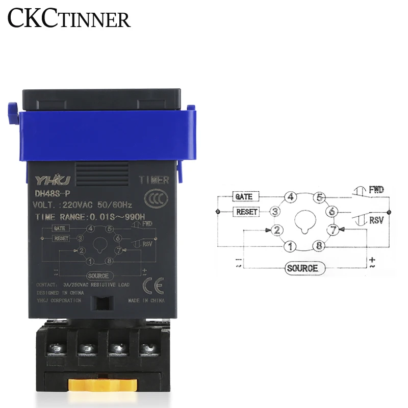 New Product DH48S 12V 24V 110V 220V Precision Programmable Delay Relay 0.01S-99990H With Socket Base Forward and reverse control