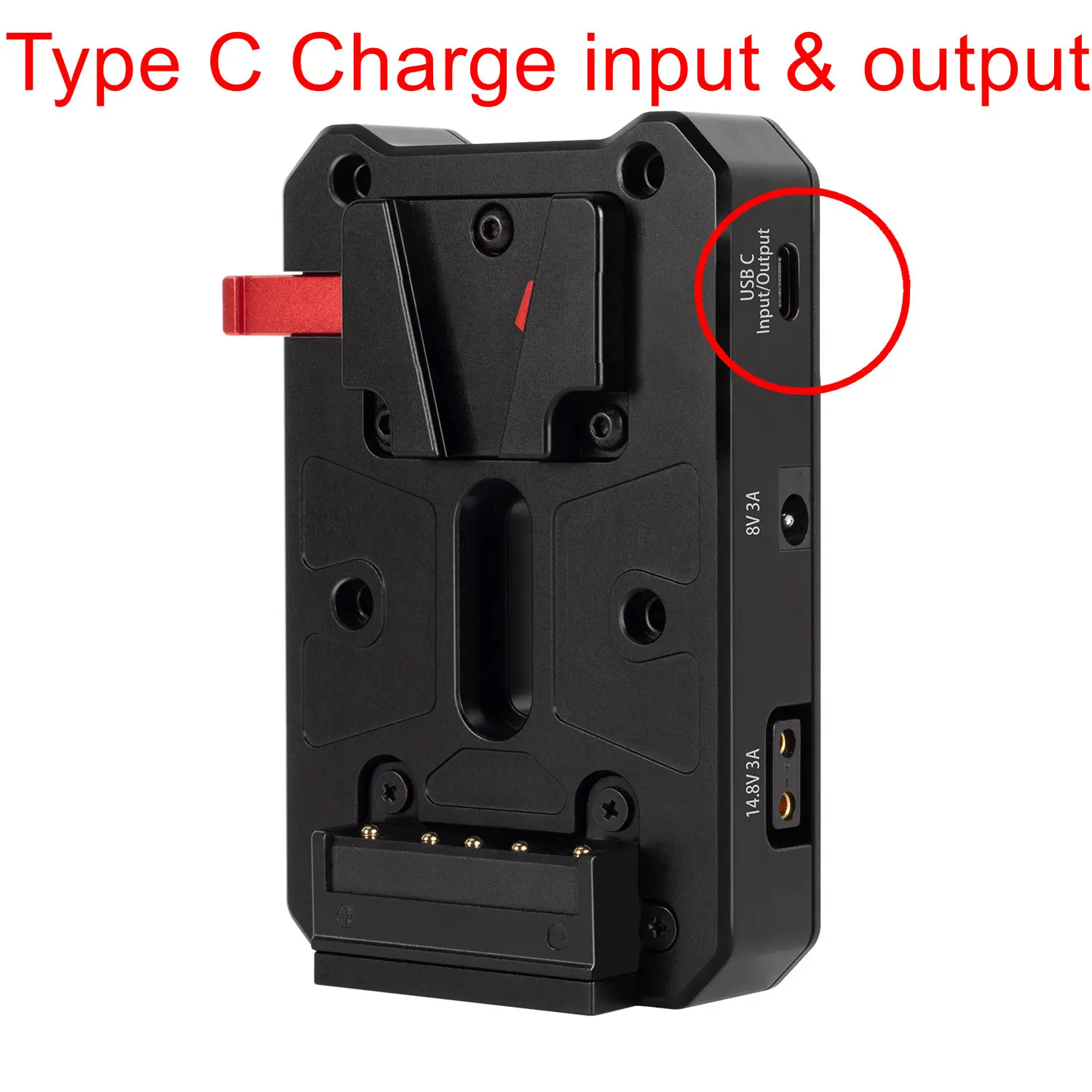 CaTeFo V mount Battery Plate V Lock Power Adaptor with Type C Fast Charge Input and USB PD QC output for Sony Canon DSLR Camera