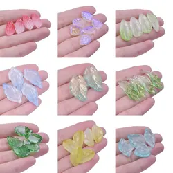 50/80PCS New Mini Glass Leaf Beads Fashion Lampwork Leaves Loose Spacer Beads For Jewelry Making Bulks DIY Bracelet Accessories