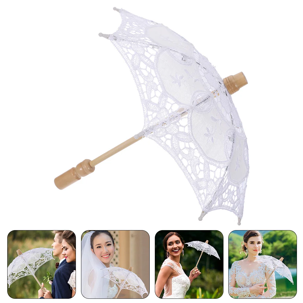 

Lace Umbrella Bridal Decor Flower Girl for Women Umbrellas Tea Party Wedding Cotton Wooden Photo Prop Miss