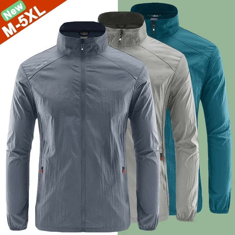 UPF50+ UV Protection Skin Coats Men Big Size 8XL 7XL 6XL Summer Windbreaker Lightweight Windshield Reflective UV Blocking Jacket