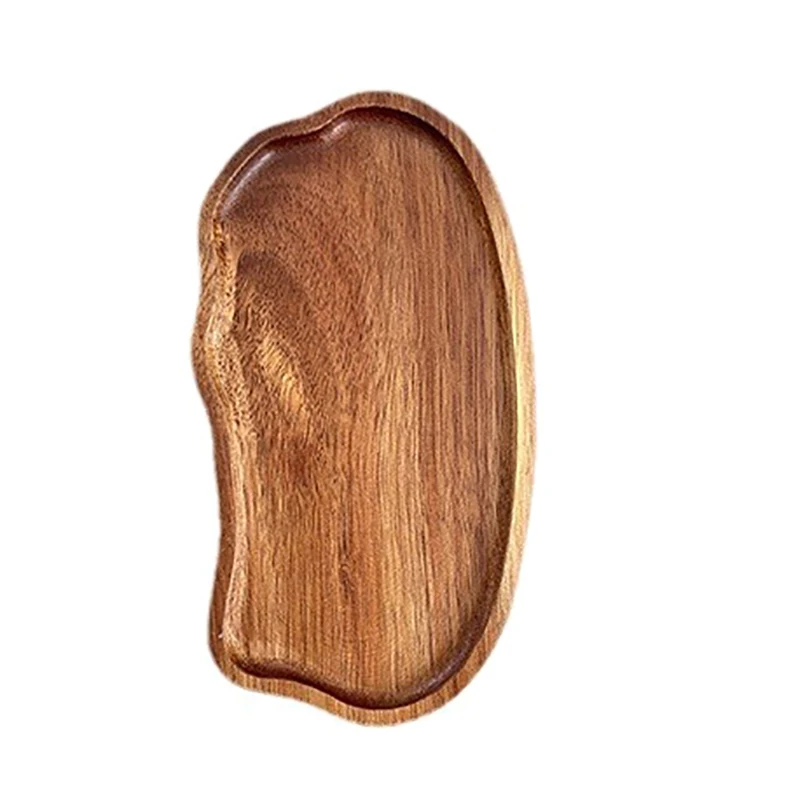1PC Houten Dienbladen Ovale Houten Dienblad Schalen voor Serveren Voedsel Gerechten Dinerborden Massief Houten Ronde Dessertbord