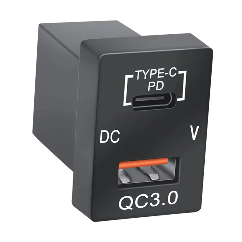 Pd Type C/qc 3.0 Usb Car Charger 12-24v Voltmeter Led Fast Charging Car Power Adapter For Toyota Mobile Phone Fast Charging