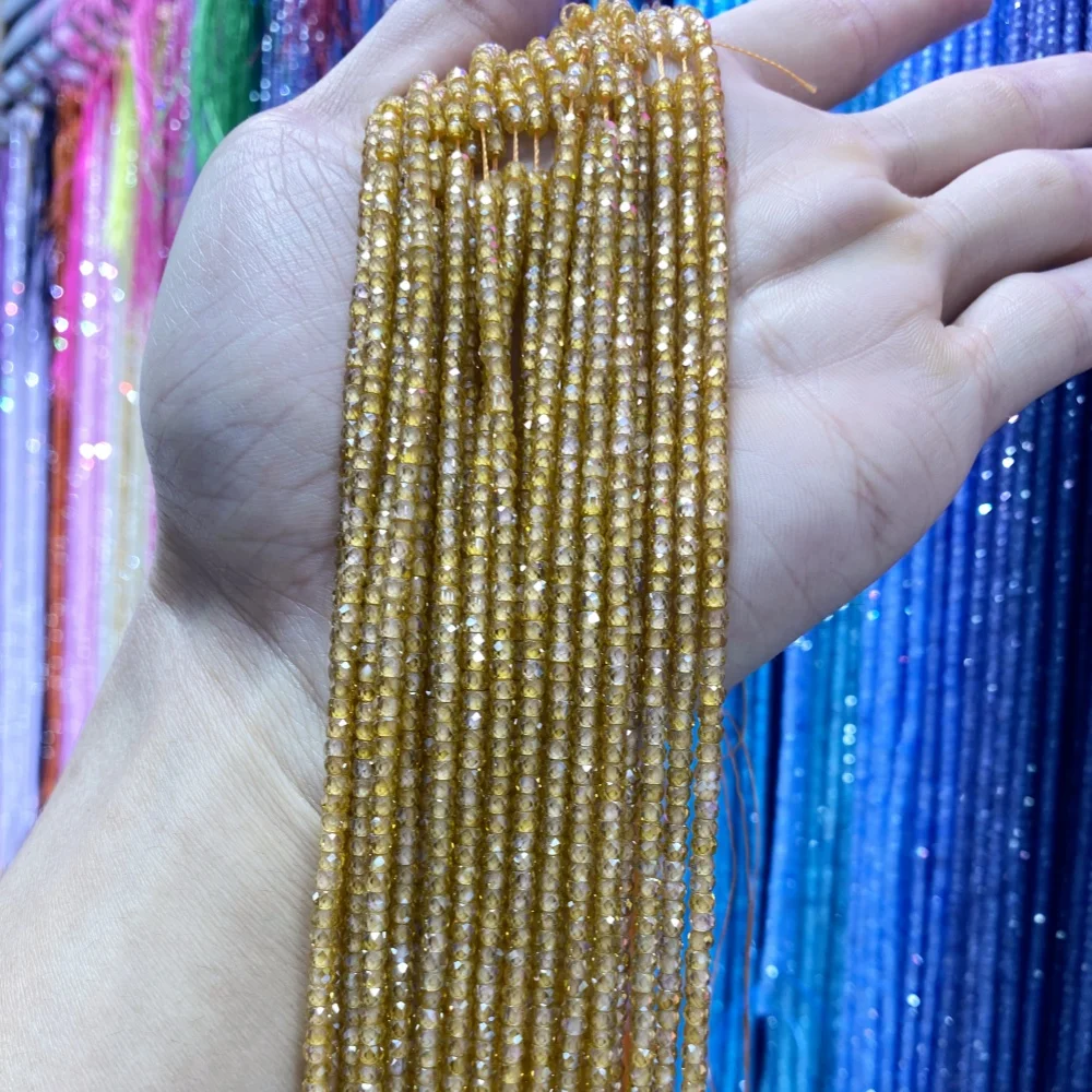 Natural 2x3MM Faceted Zircon Stone Beads Natural Stone Loose Beads for Jewelry Making Diy Bracelet Accessories
