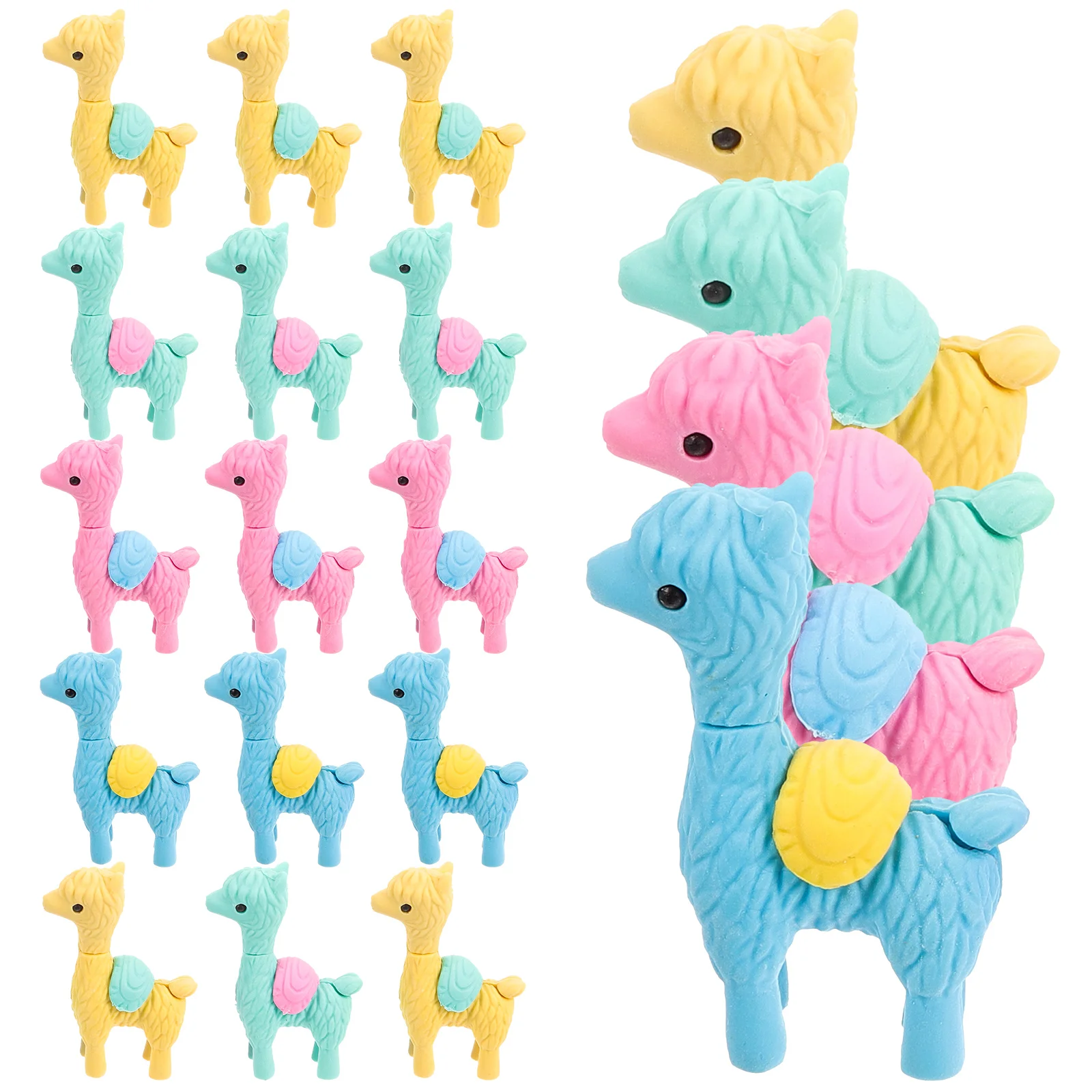 20 Pcs Eraser Cartoon Animal Erasers for Kids Alpaca Festival Gift Fun Prize Bins