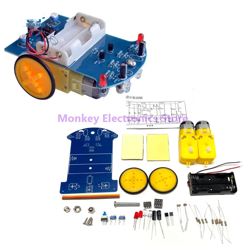 Kit de localizador de pista inteligente, D2-1, carrito de patrulla de alambre, D2-1, bricolaje, piezas sueltas electrónicas, aprendizaje divertido