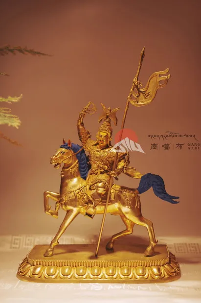 23CM Tibet King Gesar Ride Horse Buddha Copper Statue