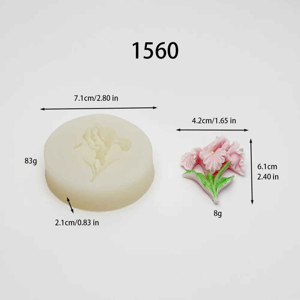 قالب سيليكون لصناعة يدوية لشموع الجبس المعطرة على شكل زهرة القزحية #4