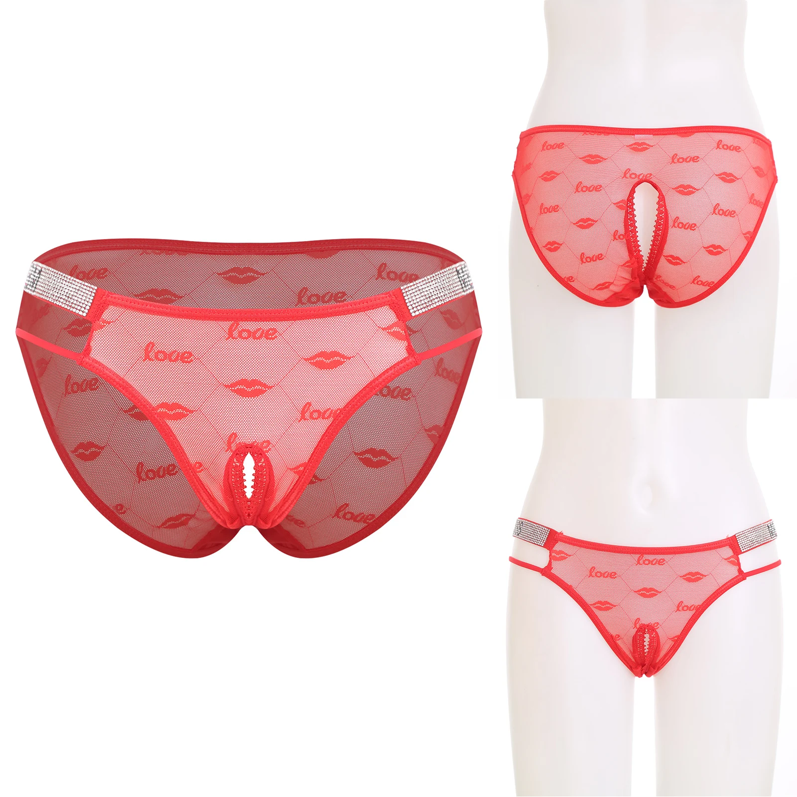 

Women Lingerie Open Crotch Briefs Panties Sheer See Through Lingerie Tempting Underwear for Daily And Dating Night Underpants