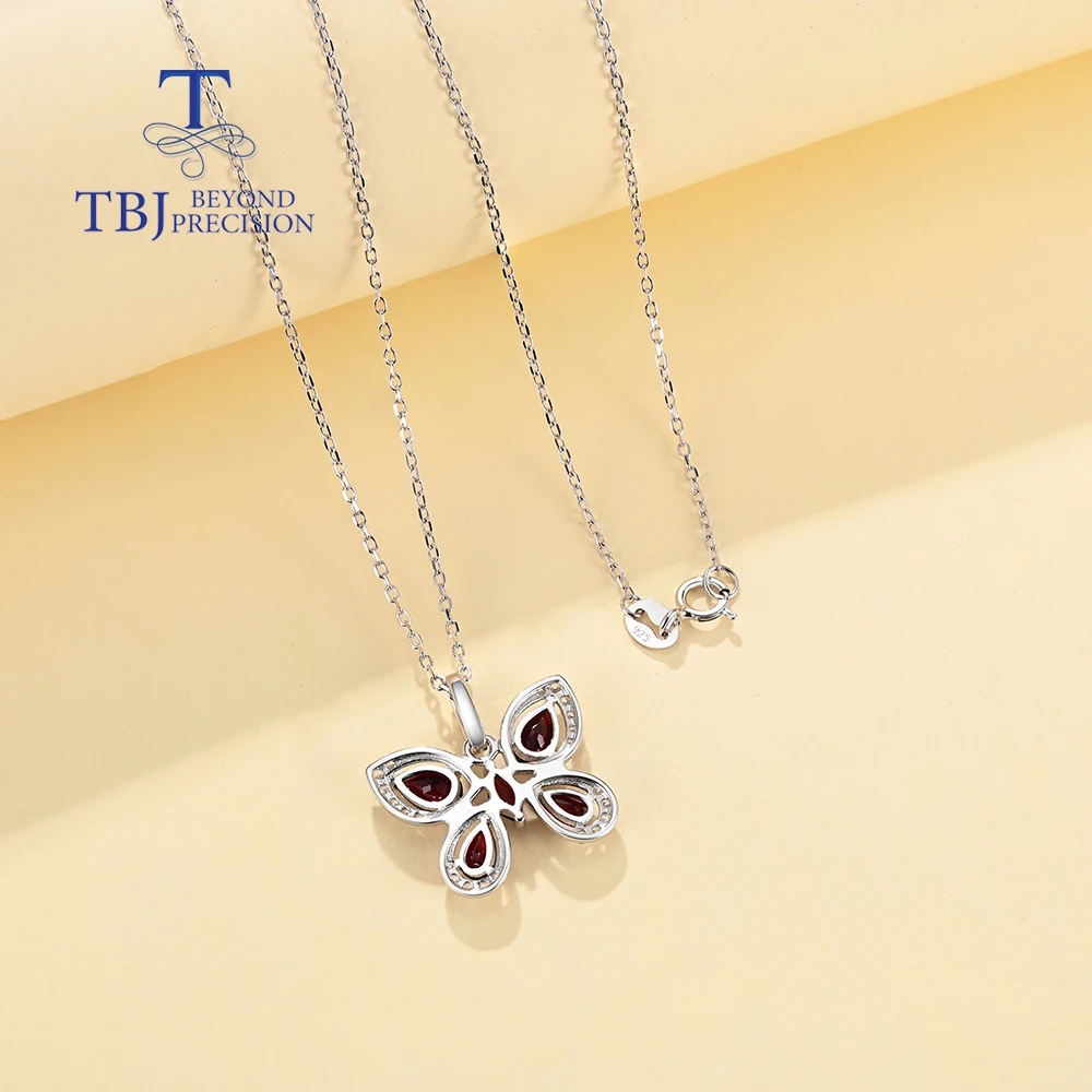 Fashion butterfly shape design Mozambique natural garnet pendant necklace new simple fine jewelry gift