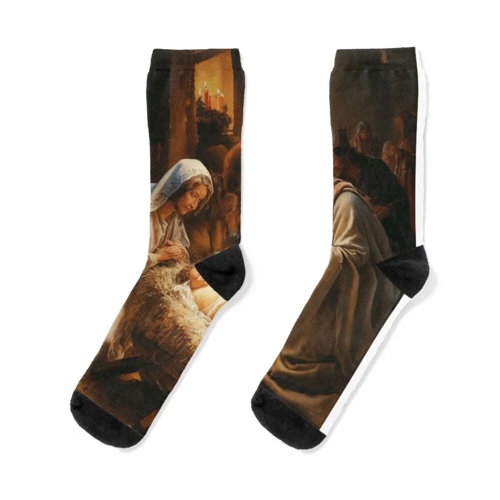 

BIRTH OF JESUS IN A MANGER Socks Climbing Argentina anti slip football set Man Socks Women's