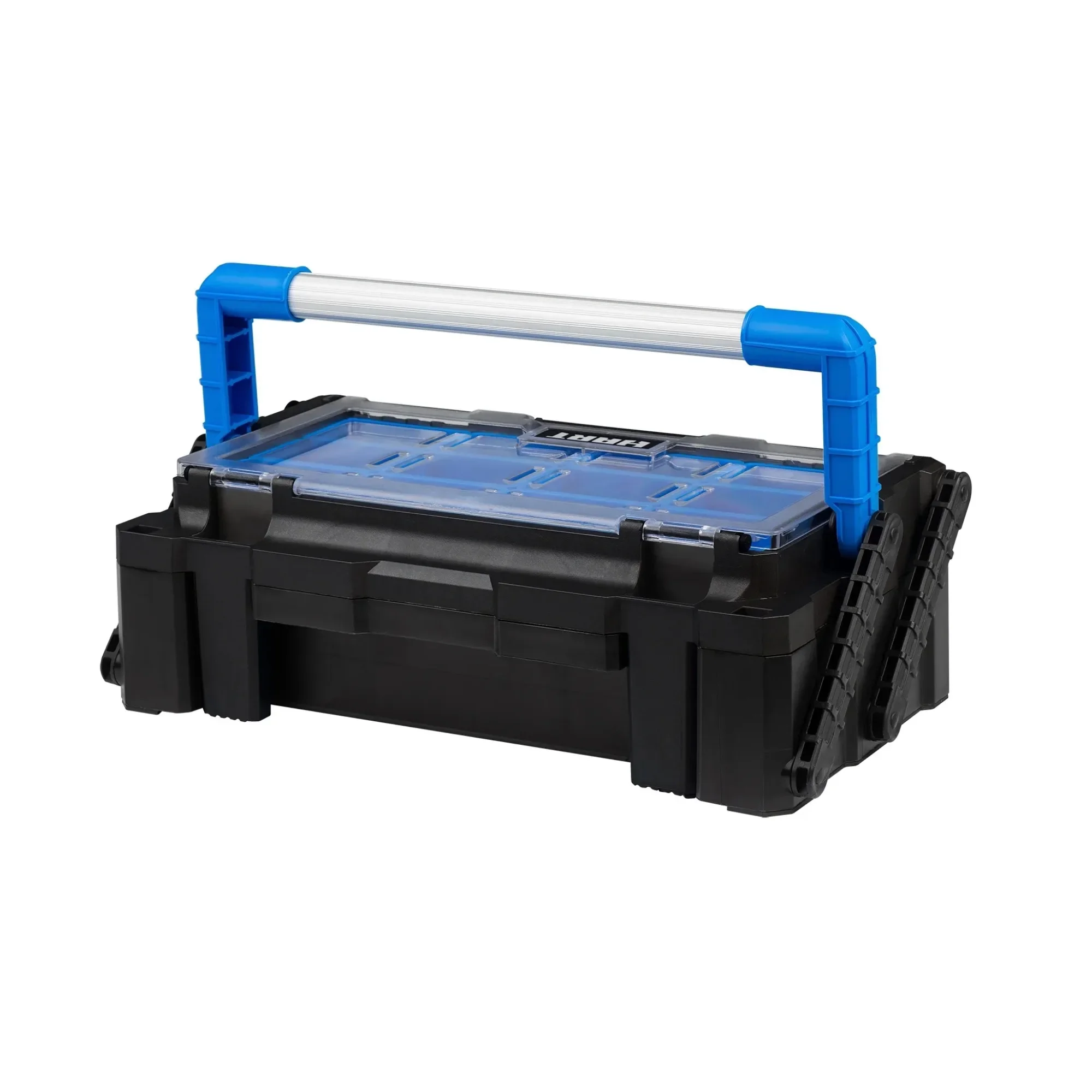 Tool box with sturdy metal lock to ensure all your valuable items are securely stored when not in use and when transporting
