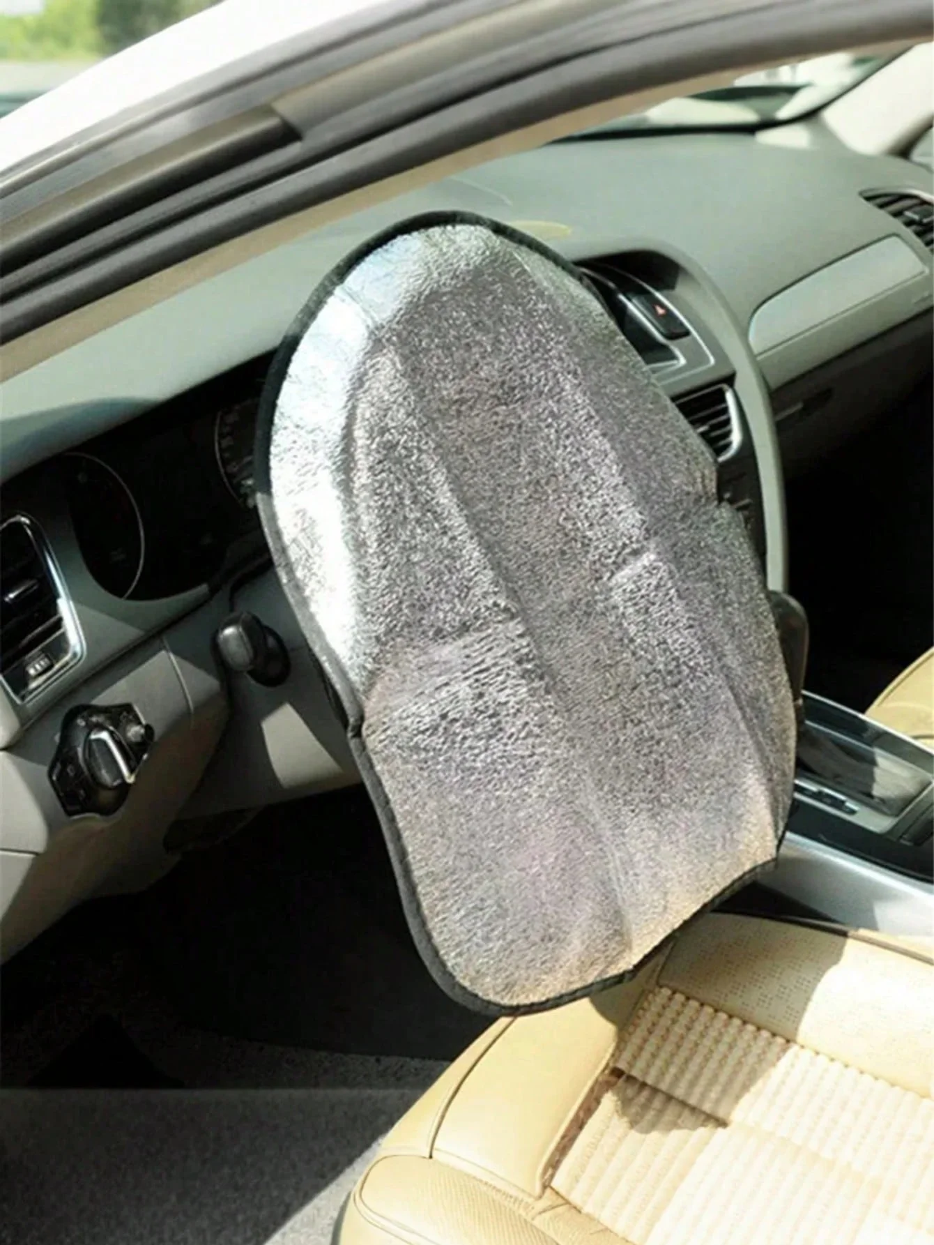 Солнцезащитный козырек на руль автомобиля — летняя теплоизоляция и защитный козырек от ультрафиолета, фольга и пузырьковый материал, серебряный отражатель