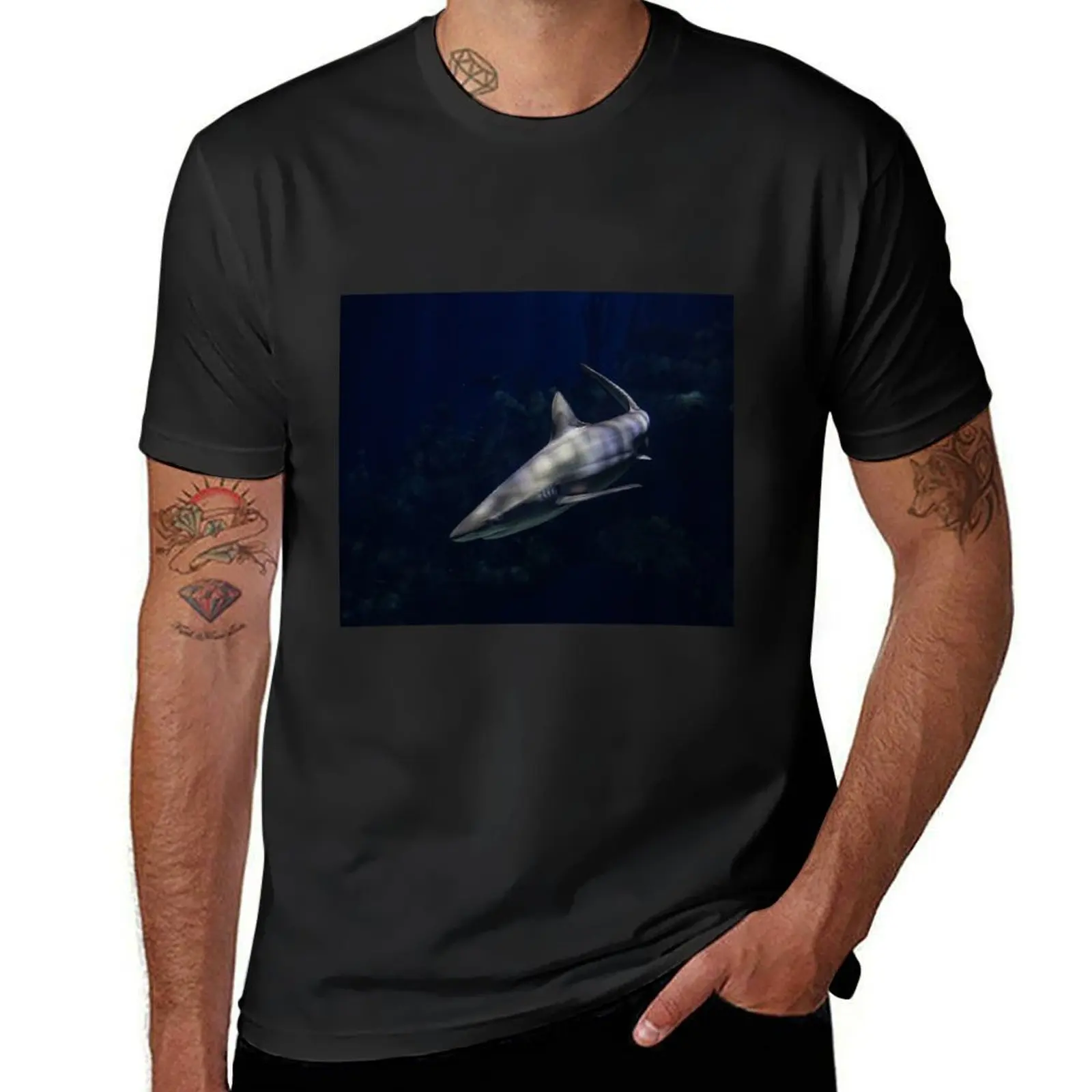 Grey Reef Shark T-Shirt sports fans cute clothes tees tops men t shirts