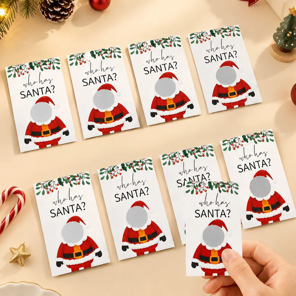 40pcs Christmas Scratch Off Game Cards Santa Pattern Holiday Prize Raffle Cards Family Christmas Gathering Party Favors Supplies