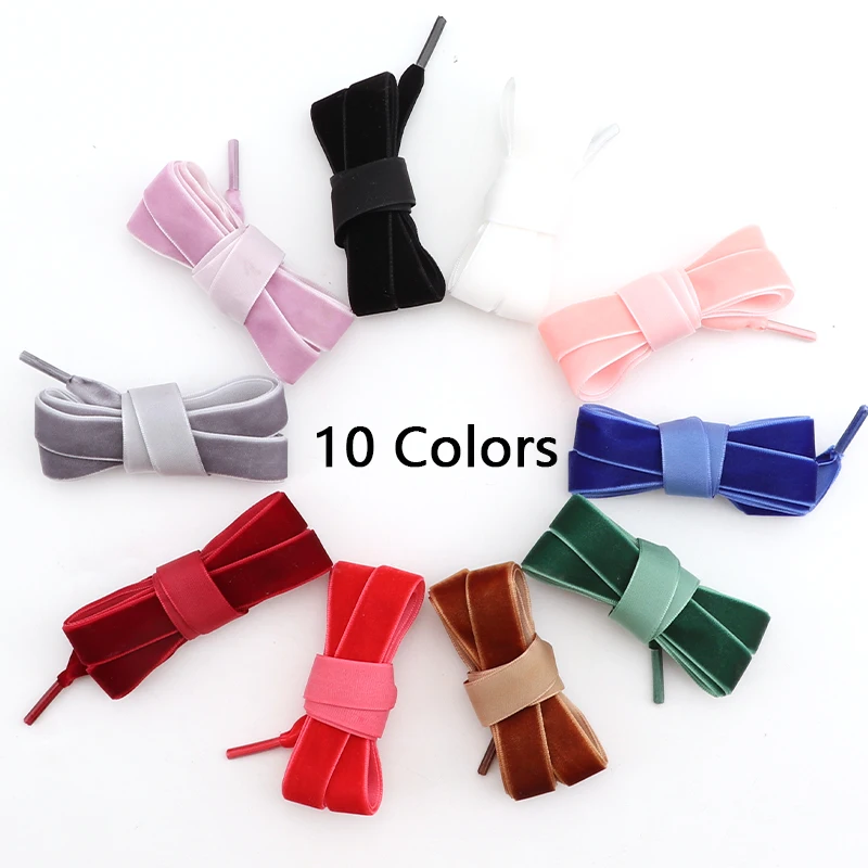 Snow Yarn Satin Silk Ribbon Shoelaces Fashion Velvet Flat Shoe Laces Children Adult Shoes Accessories Length 100/120/140/160CM
