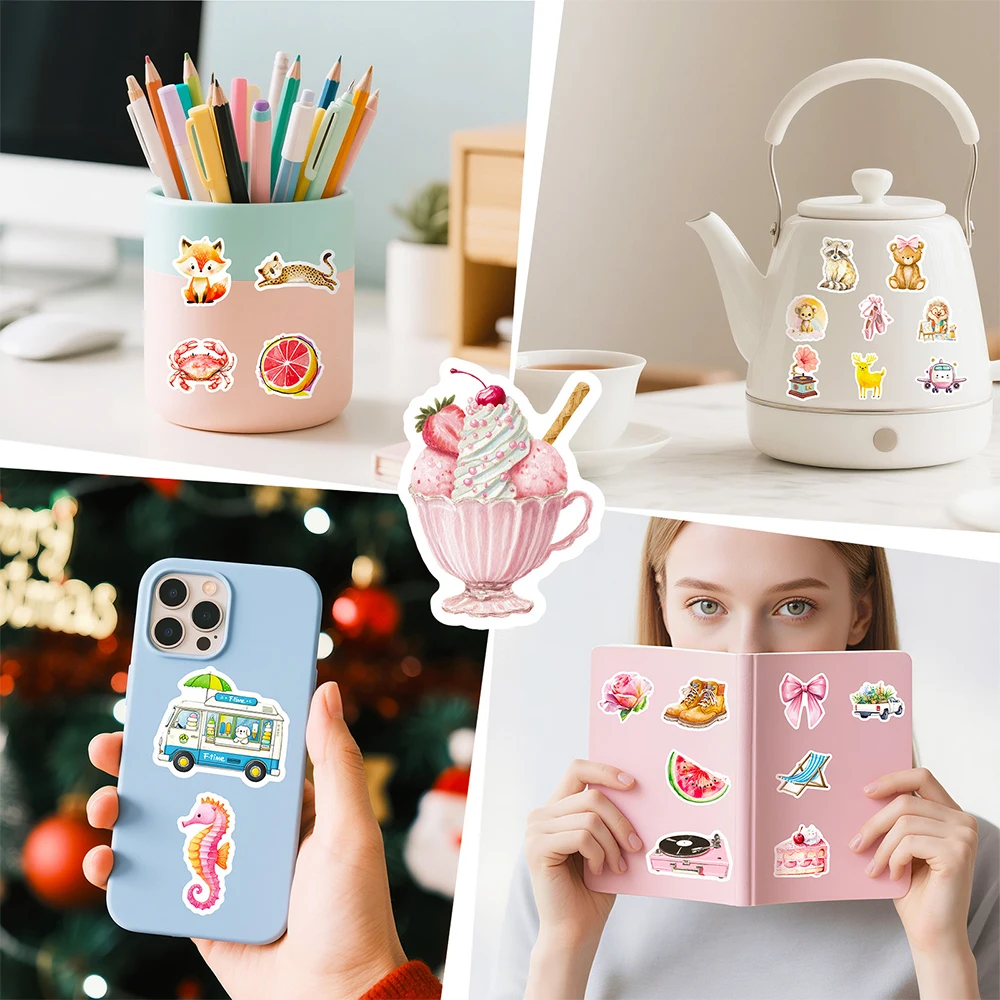 Рисунок 6 - Милые розовые акварельные наклейки