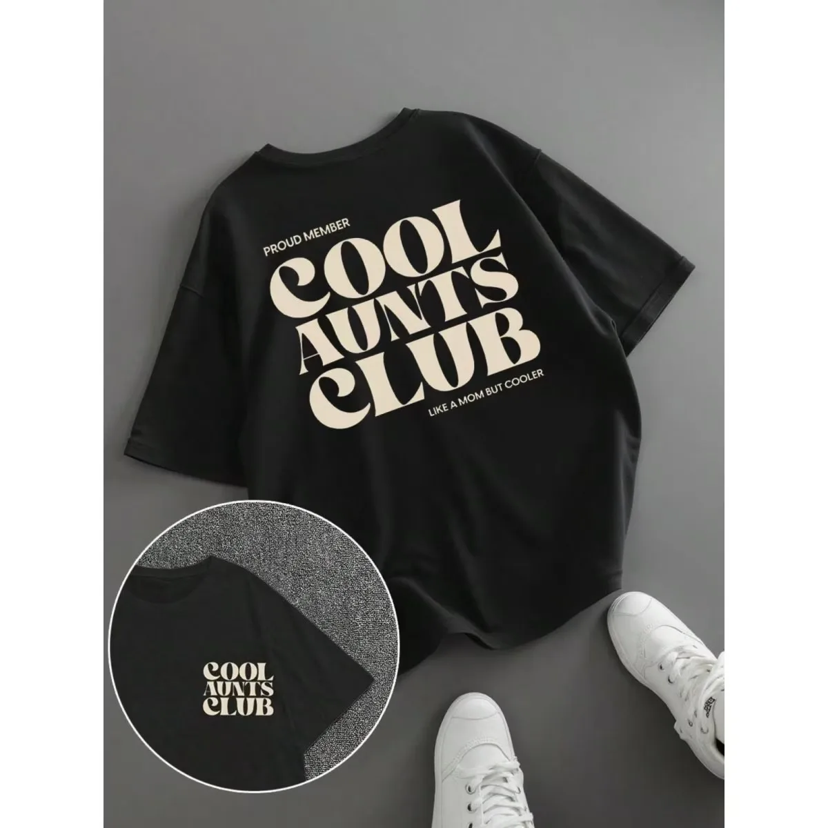 Image of Cool Aunts Club Grafik-T-Shirt mit lustigem Slogan, kurzärmeliges Baumwoll-T-Shirt für Damen