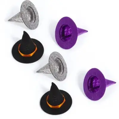 

Witch Hats Cover Halloween Halloween Room Decor Felt Cloth Wine Accessories Tiny Hat Room Decor Delicate Craft Party