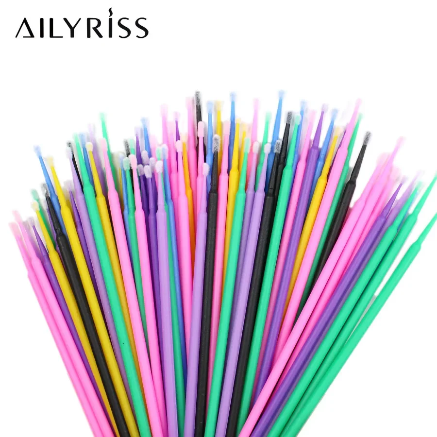 100 pçs/lote escovas de cílios descartáveis cotonete microbrushes ferramentas de extensão de cílios individuais ferramentas de remoção aplicadores