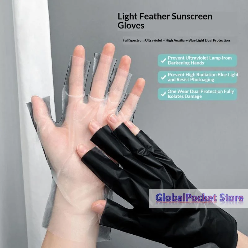 [TG823]1 Pair Professional Protection Gloves Home Anti UV Gloves For Manicures Protect Hands Nail Art Stretchy Fingerless Glove